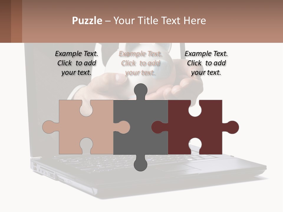 A Person Holding A Piggy Bank In Front Of A Laptop PowerPoint Template