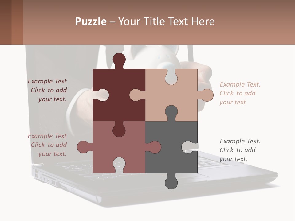 A Person Holding A Piggy Bank In Front Of A Laptop PowerPoint Template