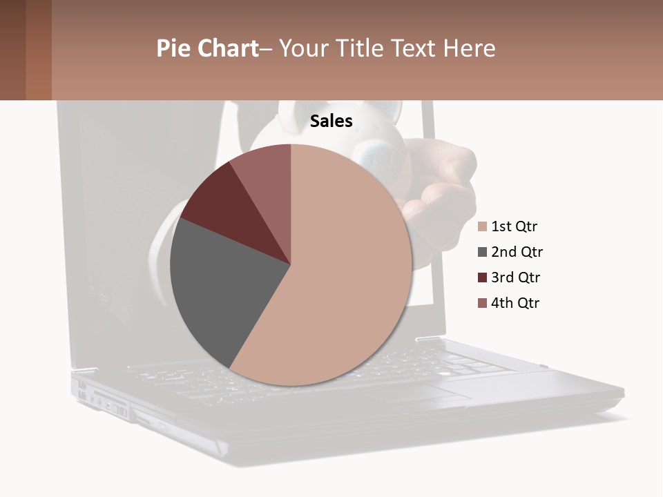 A Person Holding A Piggy Bank In Front Of A Laptop PowerPoint Template
