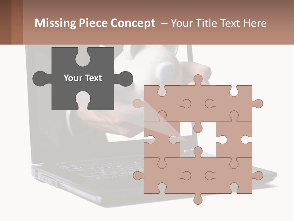 A Person Holding A Piggy Bank In Front Of A Laptop PowerPoint Template