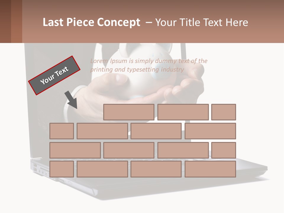 A Person Holding A Piggy Bank In Front Of A Laptop PowerPoint Template