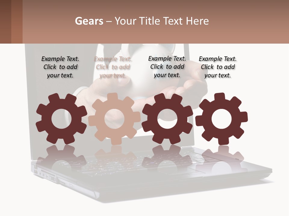 A Person Holding A Piggy Bank In Front Of A Laptop PowerPoint Template