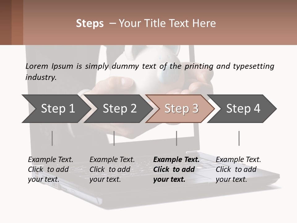 A Person Holding A Piggy Bank In Front Of A Laptop PowerPoint Template
