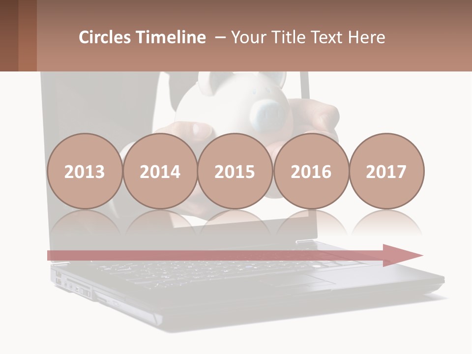 A Person Holding A Piggy Bank In Front Of A Laptop PowerPoint Template