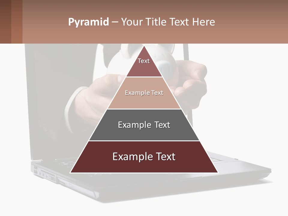 A Person Holding A Piggy Bank In Front Of A Laptop PowerPoint Template