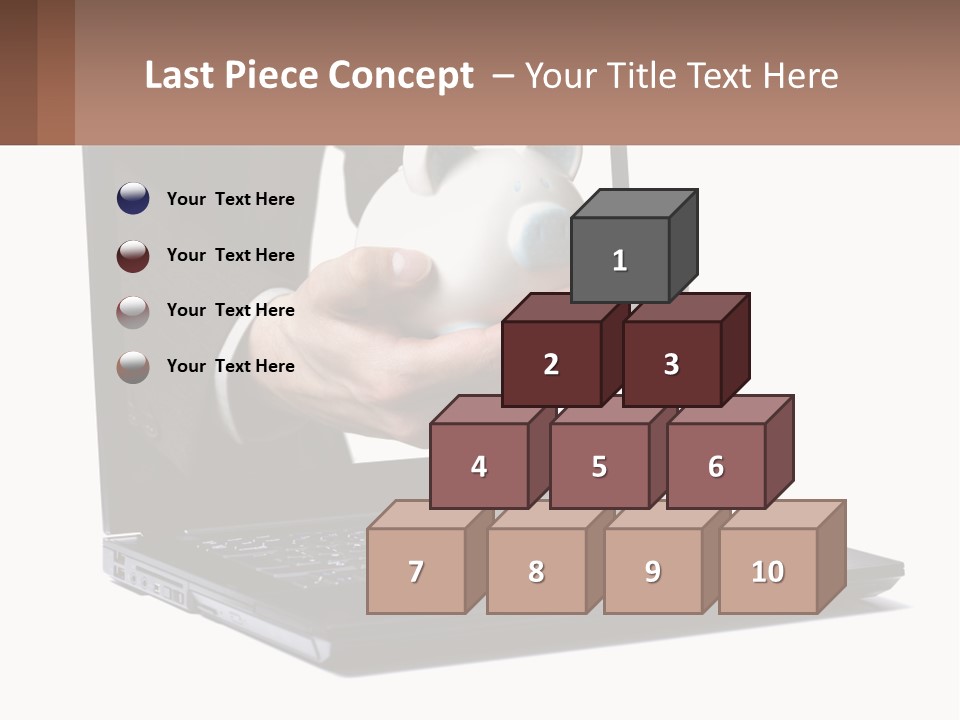 A Person Holding A Piggy Bank In Front Of A Laptop PowerPoint Template