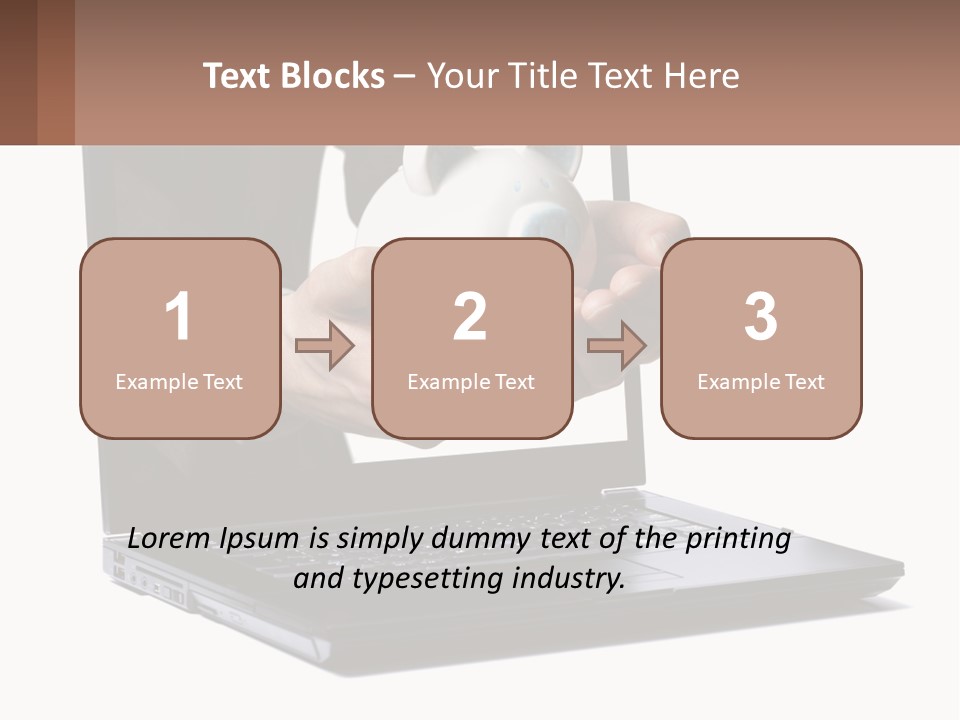 A Person Holding A Piggy Bank In Front Of A Laptop PowerPoint Template