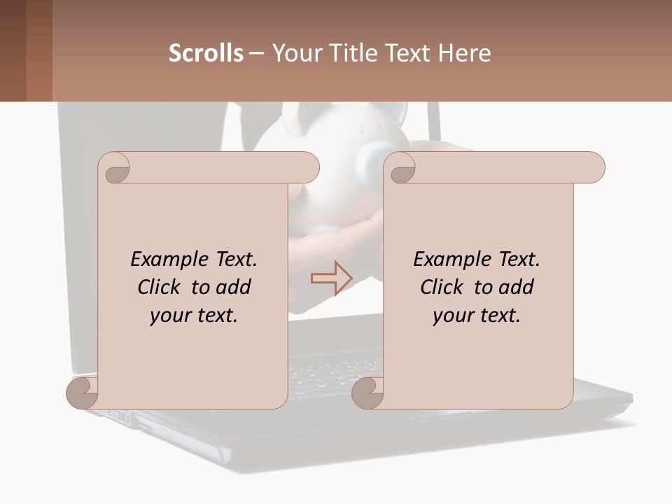 A Person Holding A Piggy Bank In Front Of A Laptop PowerPoint Template