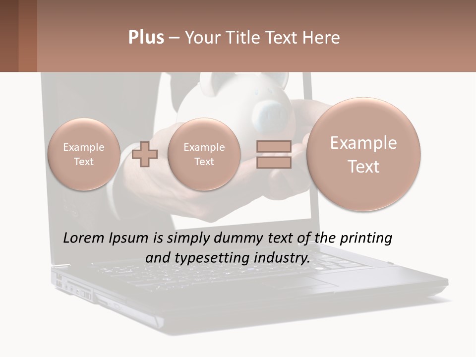 A Person Holding A Piggy Bank In Front Of A Laptop PowerPoint Template
