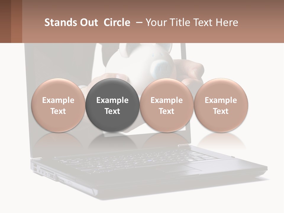 A Person Holding A Piggy Bank In Front Of A Laptop PowerPoint Template