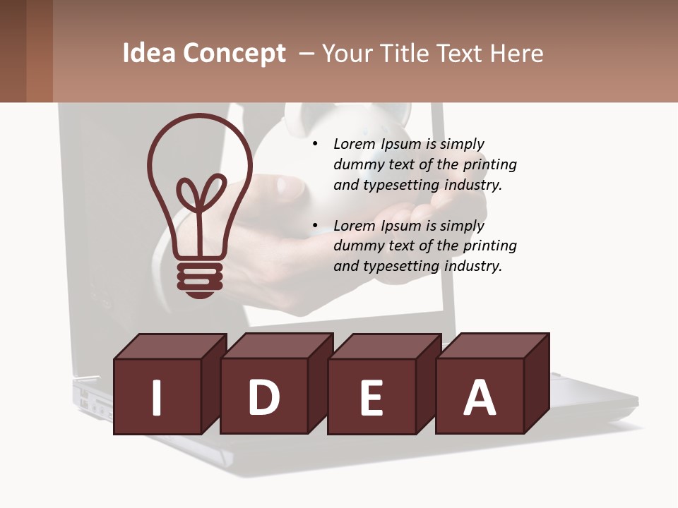 A Person Holding A Piggy Bank In Front Of A Laptop PowerPoint Template