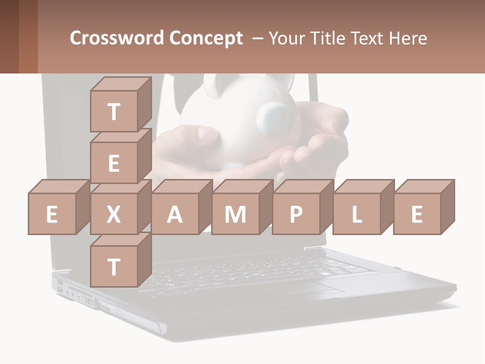 A Person Holding A Piggy Bank In Front Of A Laptop PowerPoint Template