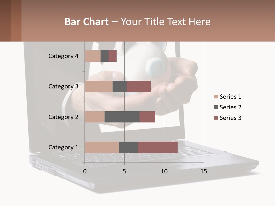 A Person Holding A Piggy Bank In Front Of A Laptop PowerPoint Template