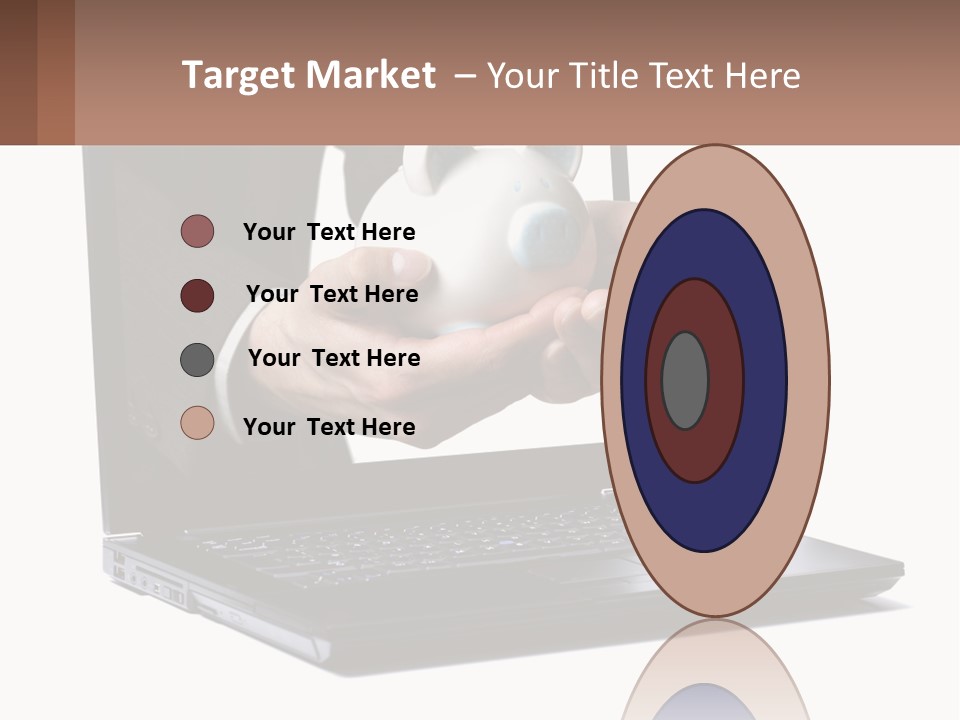 A Person Holding A Piggy Bank In Front Of A Laptop PowerPoint Template