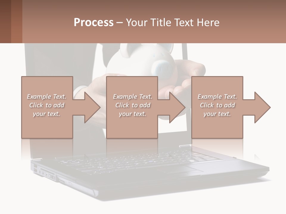 A Person Holding A Piggy Bank In Front Of A Laptop PowerPoint Template