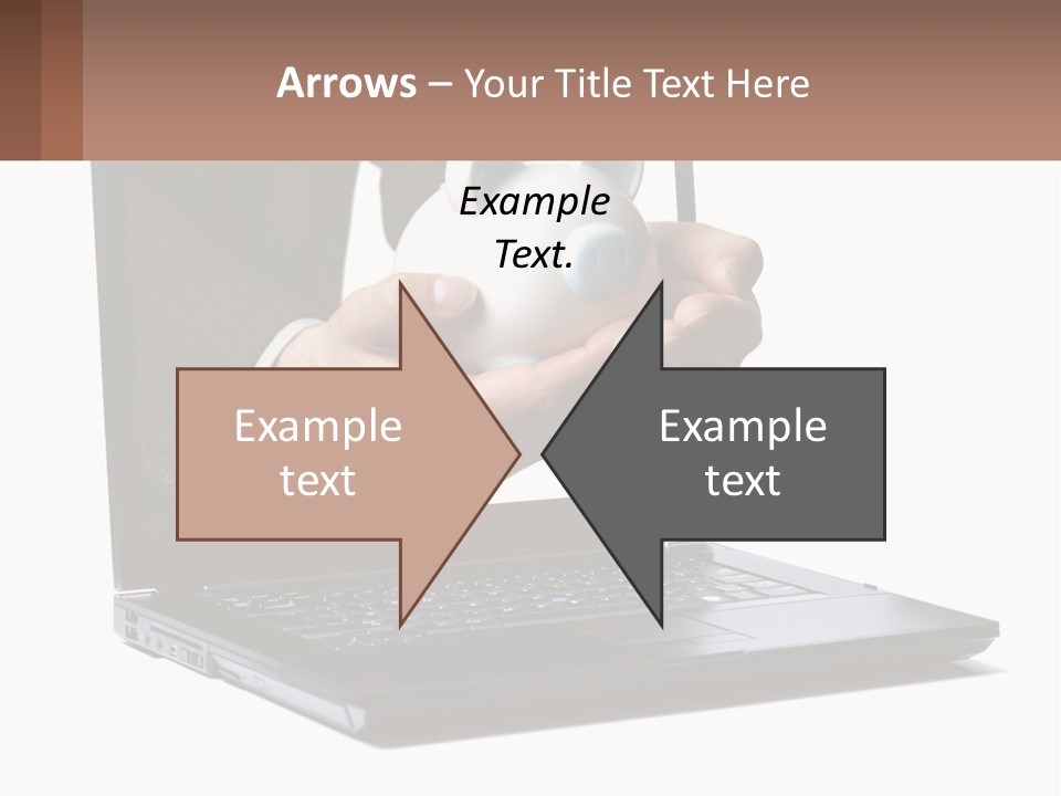 A Person Holding A Piggy Bank In Front Of A Laptop PowerPoint Template