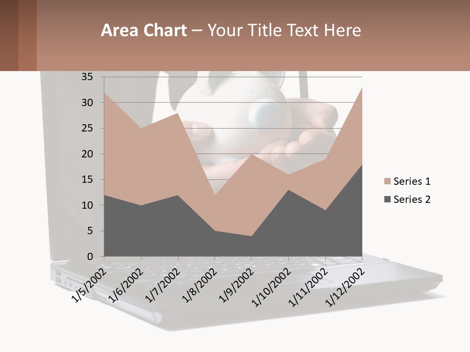 A Person Holding A Piggy Bank In Front Of A Laptop PowerPoint Template