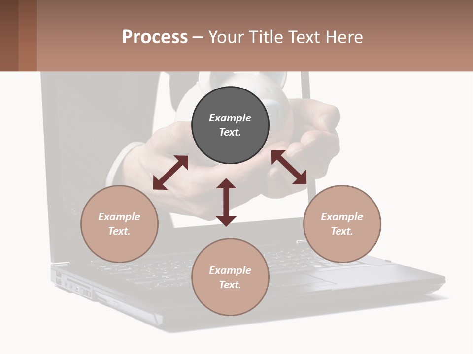 A Person Holding A Piggy Bank In Front Of A Laptop PowerPoint Template