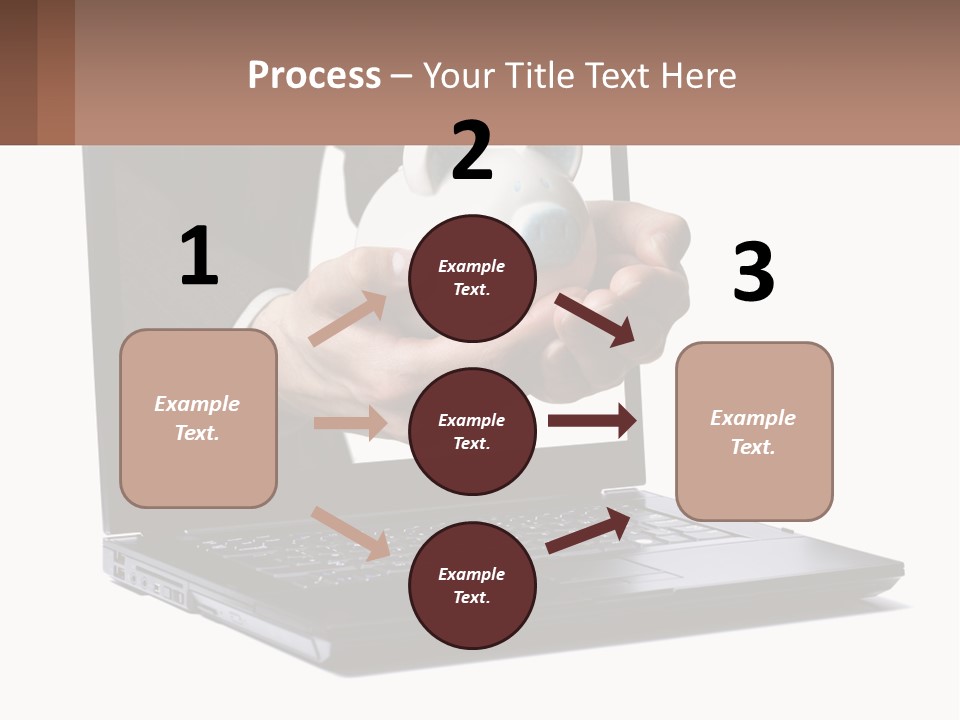 A Person Holding A Piggy Bank In Front Of A Laptop PowerPoint Template