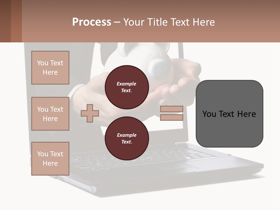 A Person Holding A Piggy Bank In Front Of A Laptop PowerPoint Template