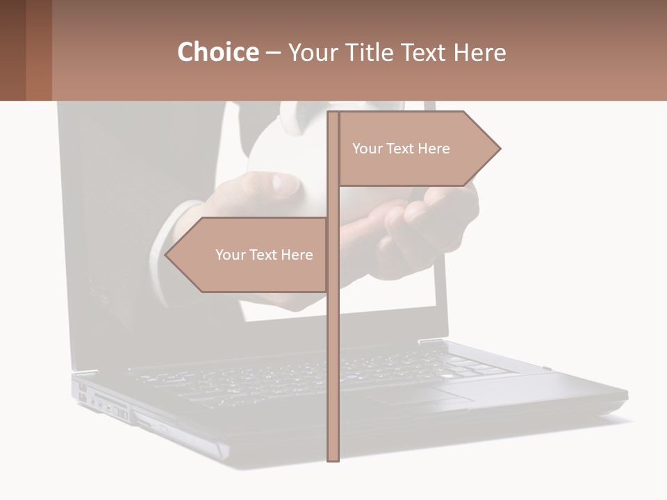 A Person Holding A Piggy Bank In Front Of A Laptop PowerPoint Template