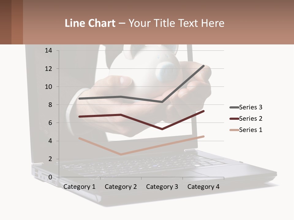 A Person Holding A Piggy Bank In Front Of A Laptop PowerPoint Template