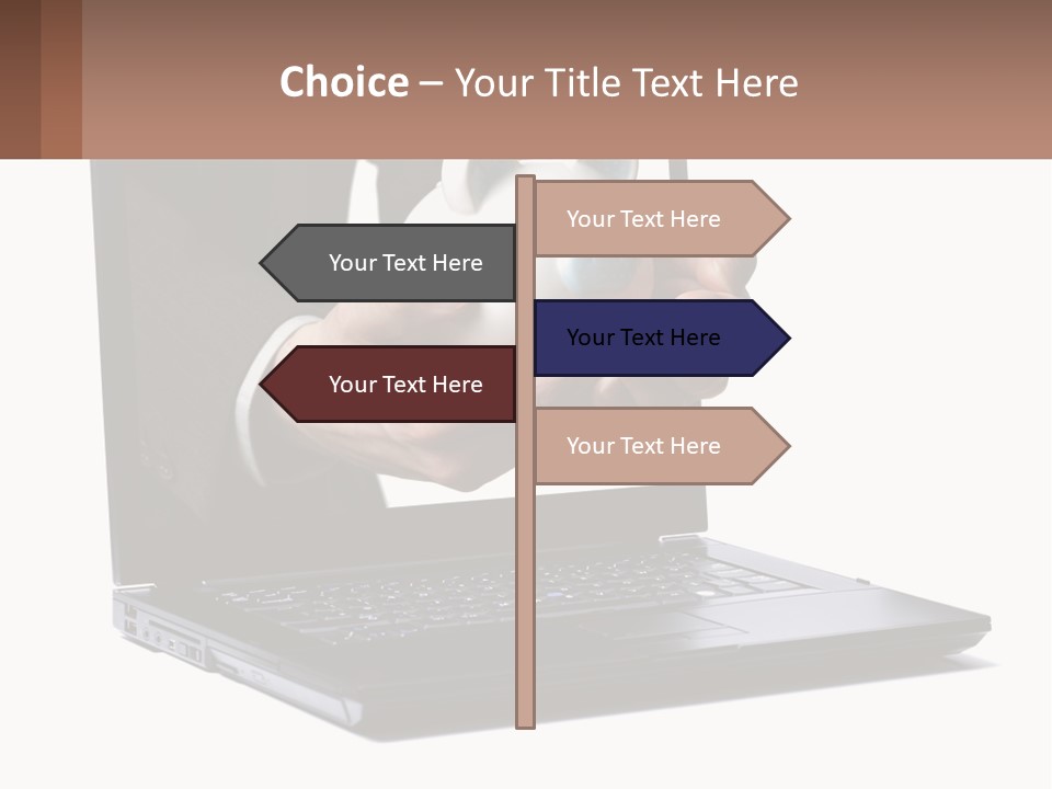 A Person Holding A Piggy Bank In Front Of A Laptop PowerPoint Template