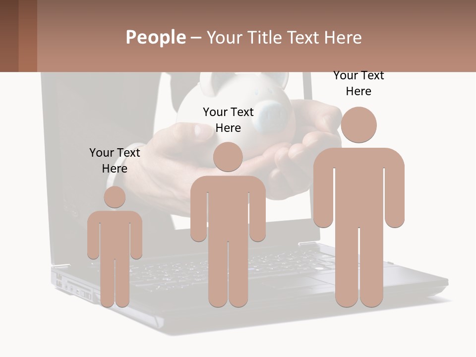 A Person Holding A Piggy Bank In Front Of A Laptop PowerPoint Template