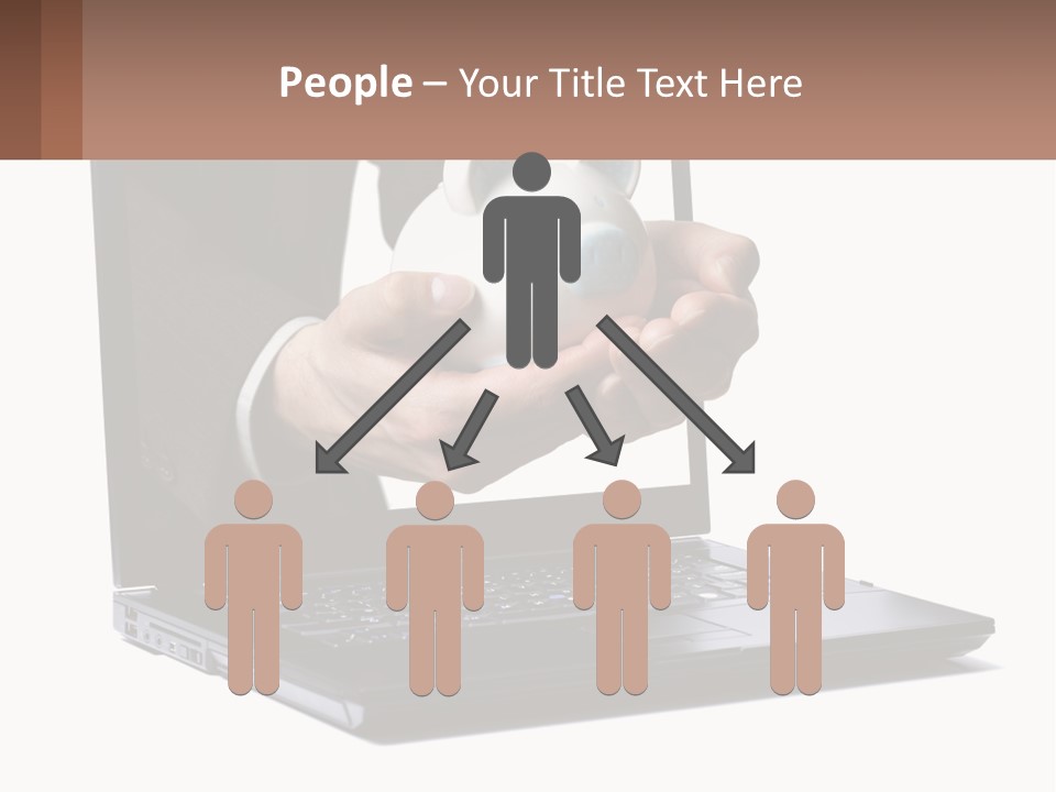 A Person Holding A Piggy Bank In Front Of A Laptop PowerPoint Template