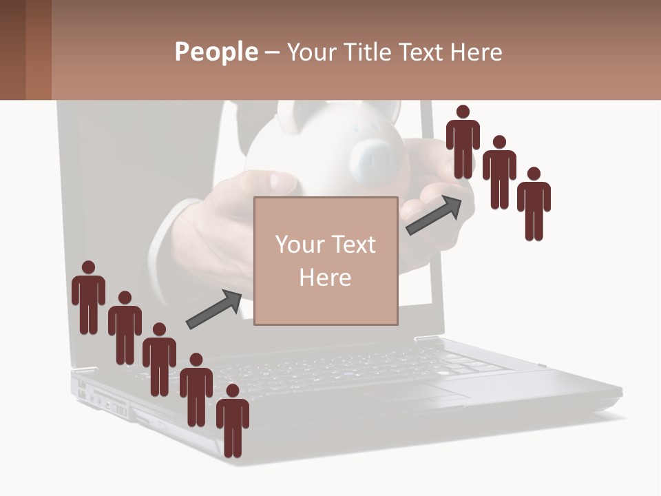 A Person Holding A Piggy Bank In Front Of A Laptop PowerPoint Template