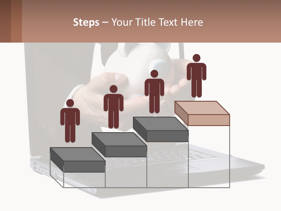 A Person Holding A Piggy Bank In Front Of A Laptop PowerPoint Template