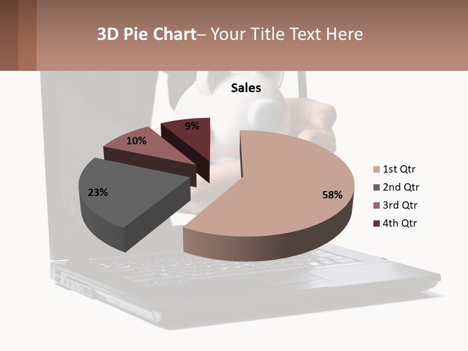 A Person Holding A Piggy Bank In Front Of A Laptop PowerPoint Template