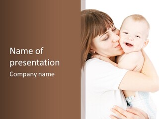 A Woman Holding A Baby In Her Arms PowerPoint Template