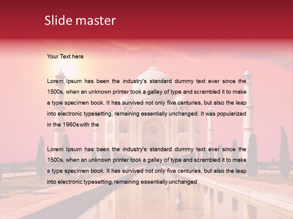 A Large White Building With A Red Sky In The Background PowerPoint Template