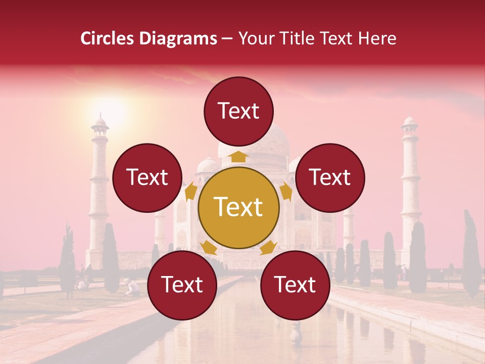 A Large White Building With A Red Sky In The Background PowerPoint Template