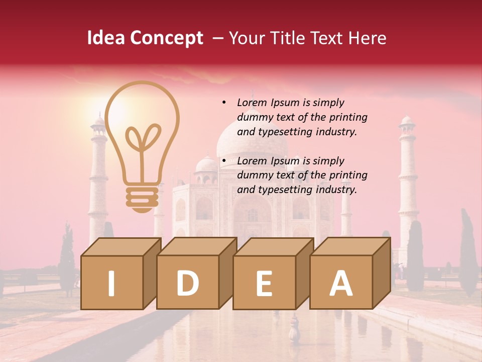 A Large White Building With A Red Sky In The Background PowerPoint Template