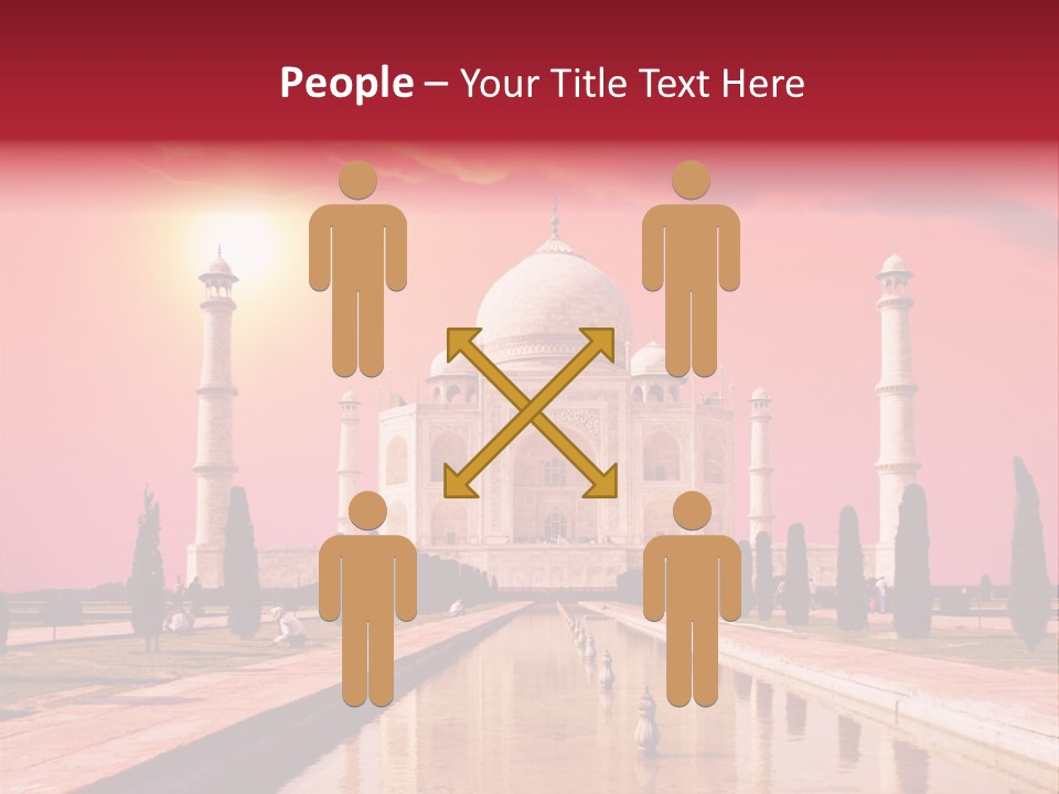 A Large White Building With A Red Sky In The Background PowerPoint Template