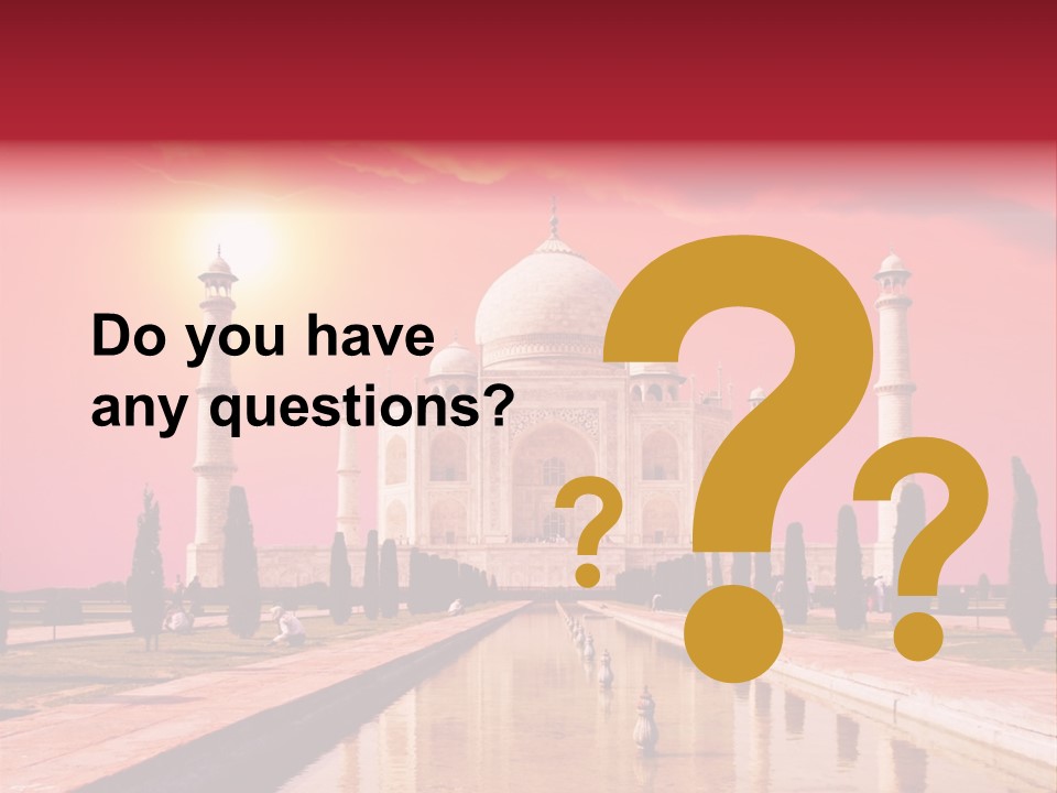 A Large White Building With A Red Sky In The Background PowerPoint Template