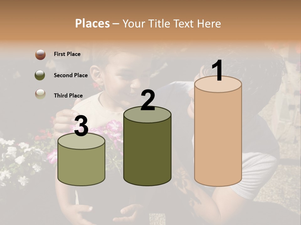 A Man Holding A Child In A Flower Shop PowerPoint Template