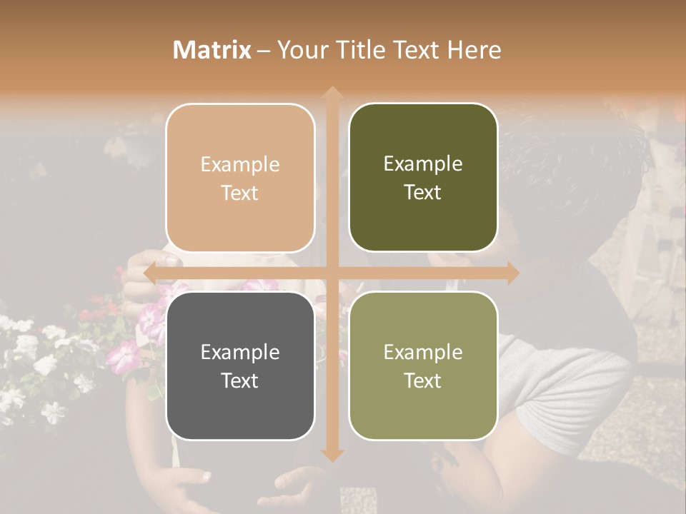 A Man Holding A Child In A Flower Shop PowerPoint Template