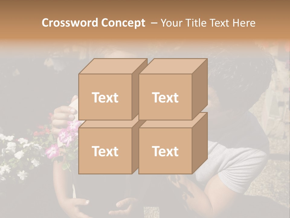 A Man Holding A Child In A Flower Shop PowerPoint Template