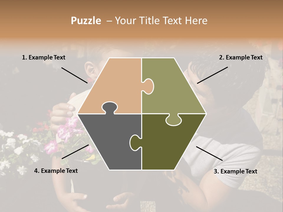 A Man Holding A Child In A Flower Shop PowerPoint Template