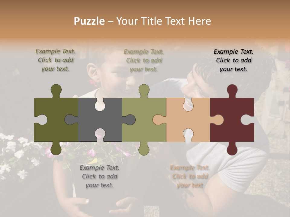 A Man Holding A Child In A Flower Shop PowerPoint Template