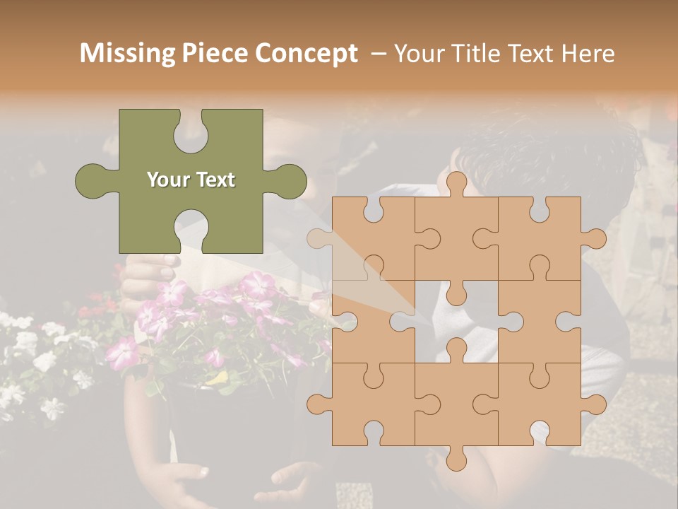 A Man Holding A Child In A Flower Shop PowerPoint Template