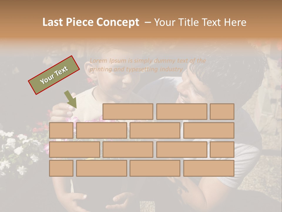 A Man Holding A Child In A Flower Shop PowerPoint Template