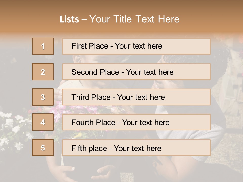 A Man Holding A Child In A Flower Shop PowerPoint Template