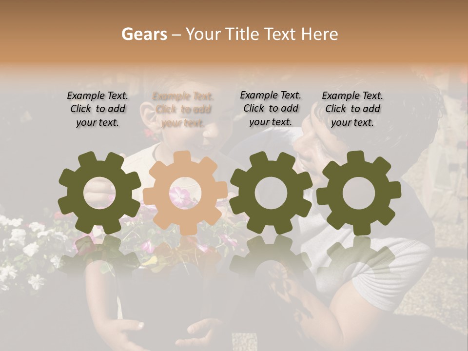 A Man Holding A Child In A Flower Shop PowerPoint Template