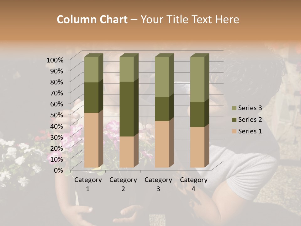 A Man Holding A Child In A Flower Shop PowerPoint Template