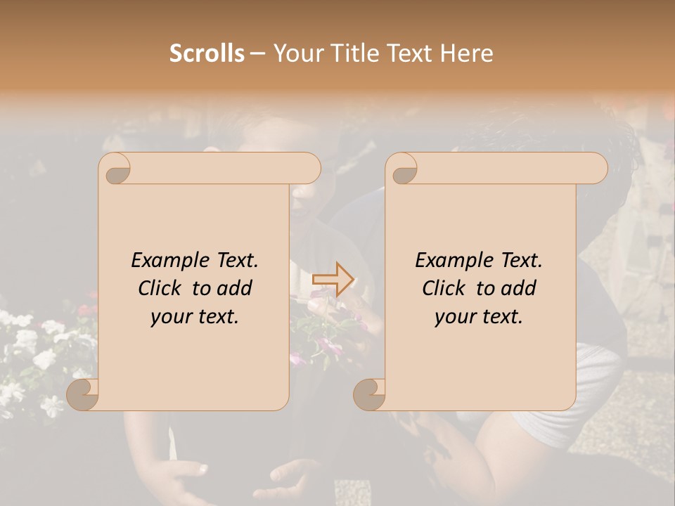 A Man Holding A Child In A Flower Shop PowerPoint Template