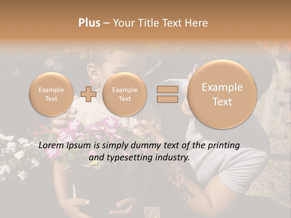 A Man Holding A Child In A Flower Shop PowerPoint Template
